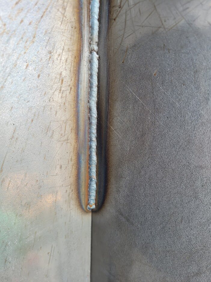 Close-up of finished weld bead